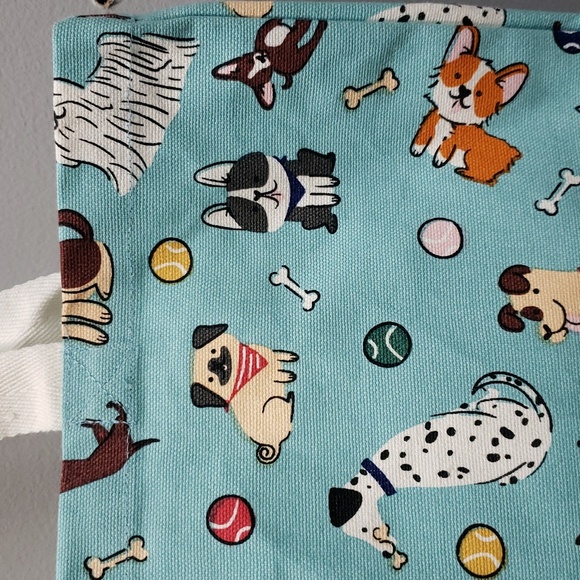 Design Imports NWT 100% Cotton Dog Print Tote Shopping Bag - Picture 4 of 6